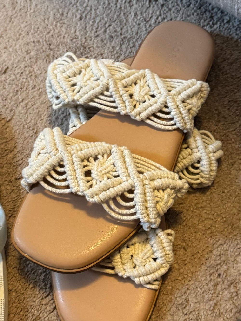 torrid Cream Braided Macramé Double-Strap Slide Sandals